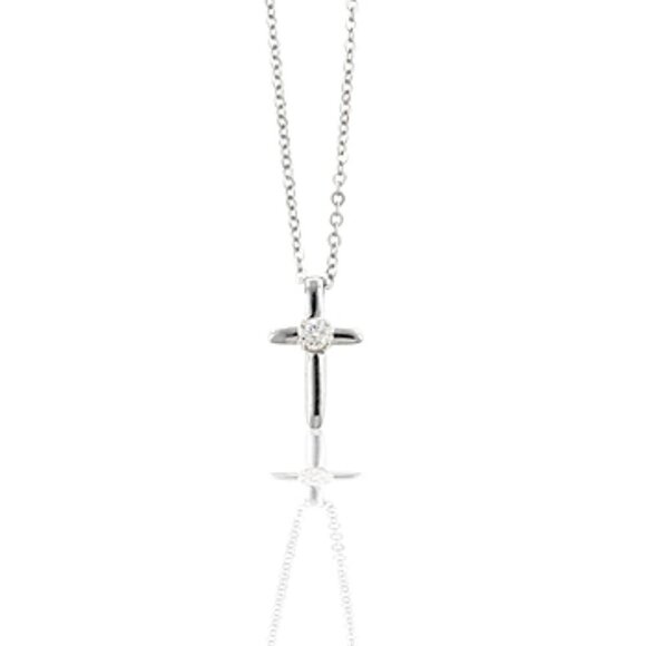 Amazon.com: In Season Jewelry Cross Necklace for Girls  Tiny Sterling Silver Cross Necklace w/Cz Accent - New w/Tags